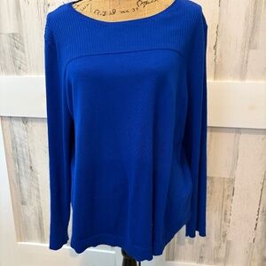 CABLE & GAUGE SWEATER SIZE 1X -  ROYAL BLUE